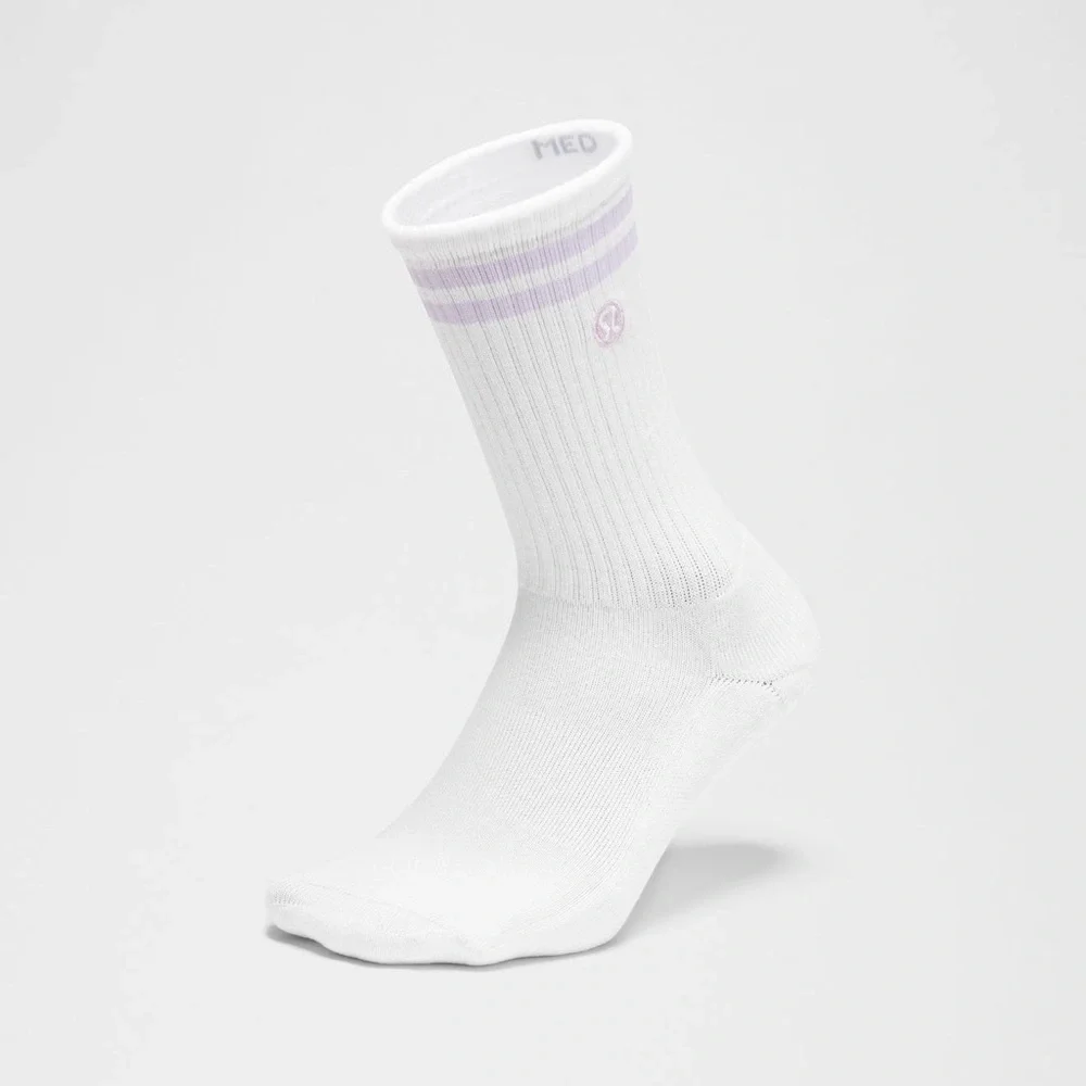 lululemon athletica Daily Essential Socks White Sheer Violet Crew Socks